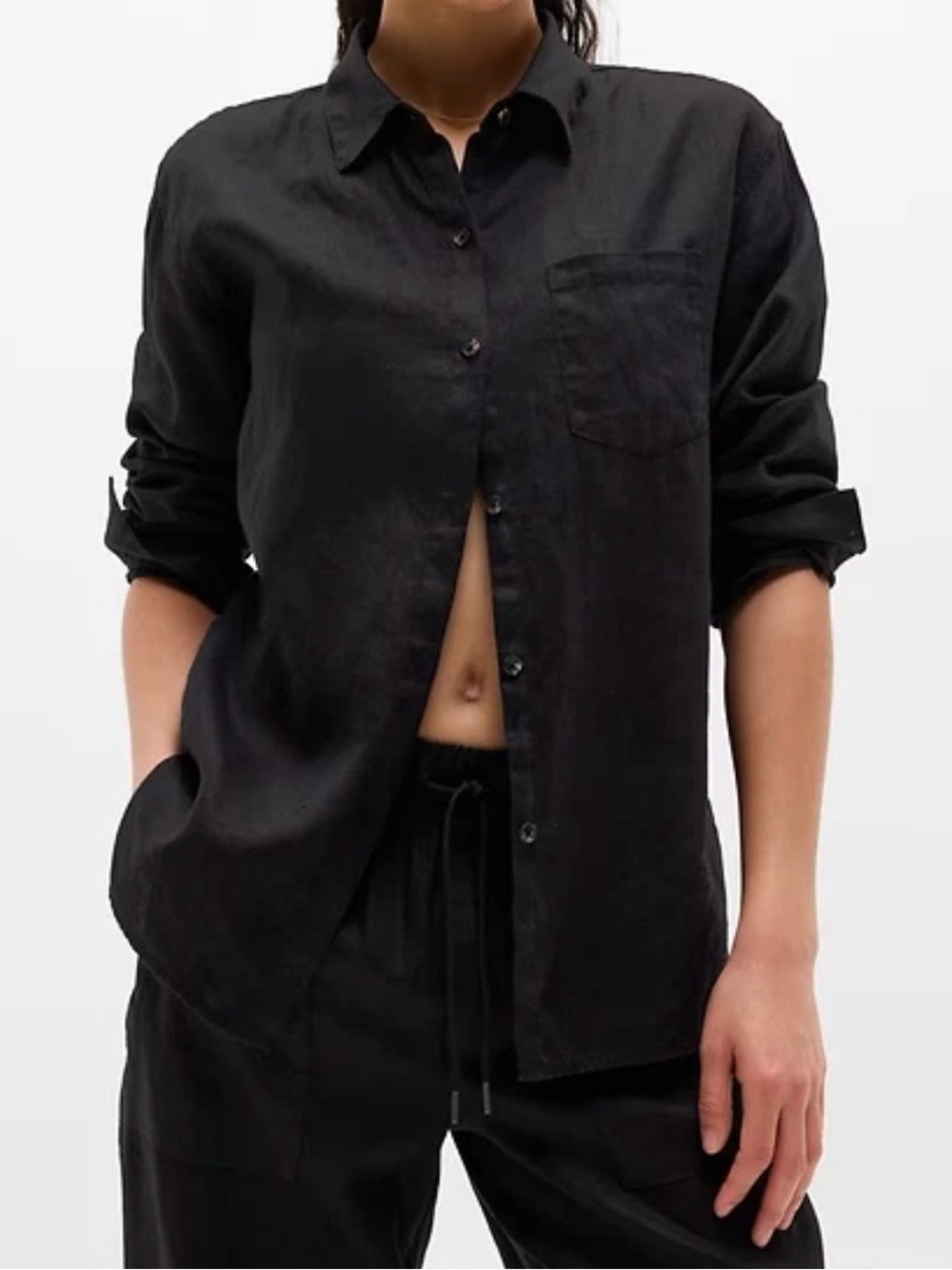 Athleta Black Women's Button-Down Shirt